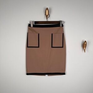 Club Monaco Tan Pencil Skirt with Black Trim